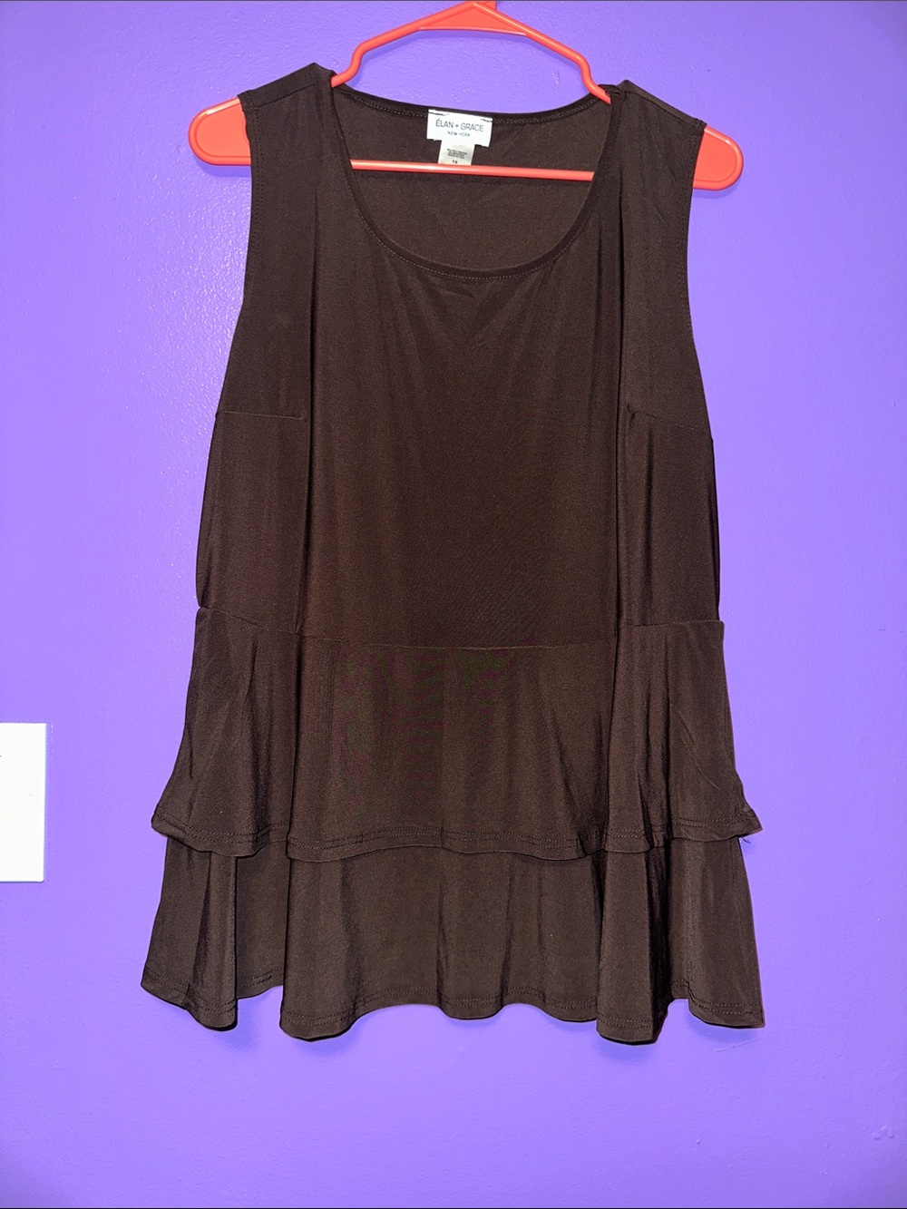 Brown Sleeveless Tiered Tank